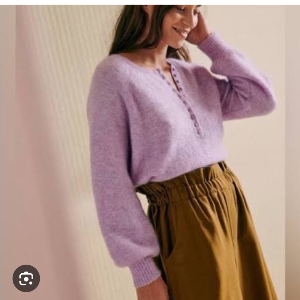 Sezane Leon Lilas Lilac Button-Front Henley Sweater